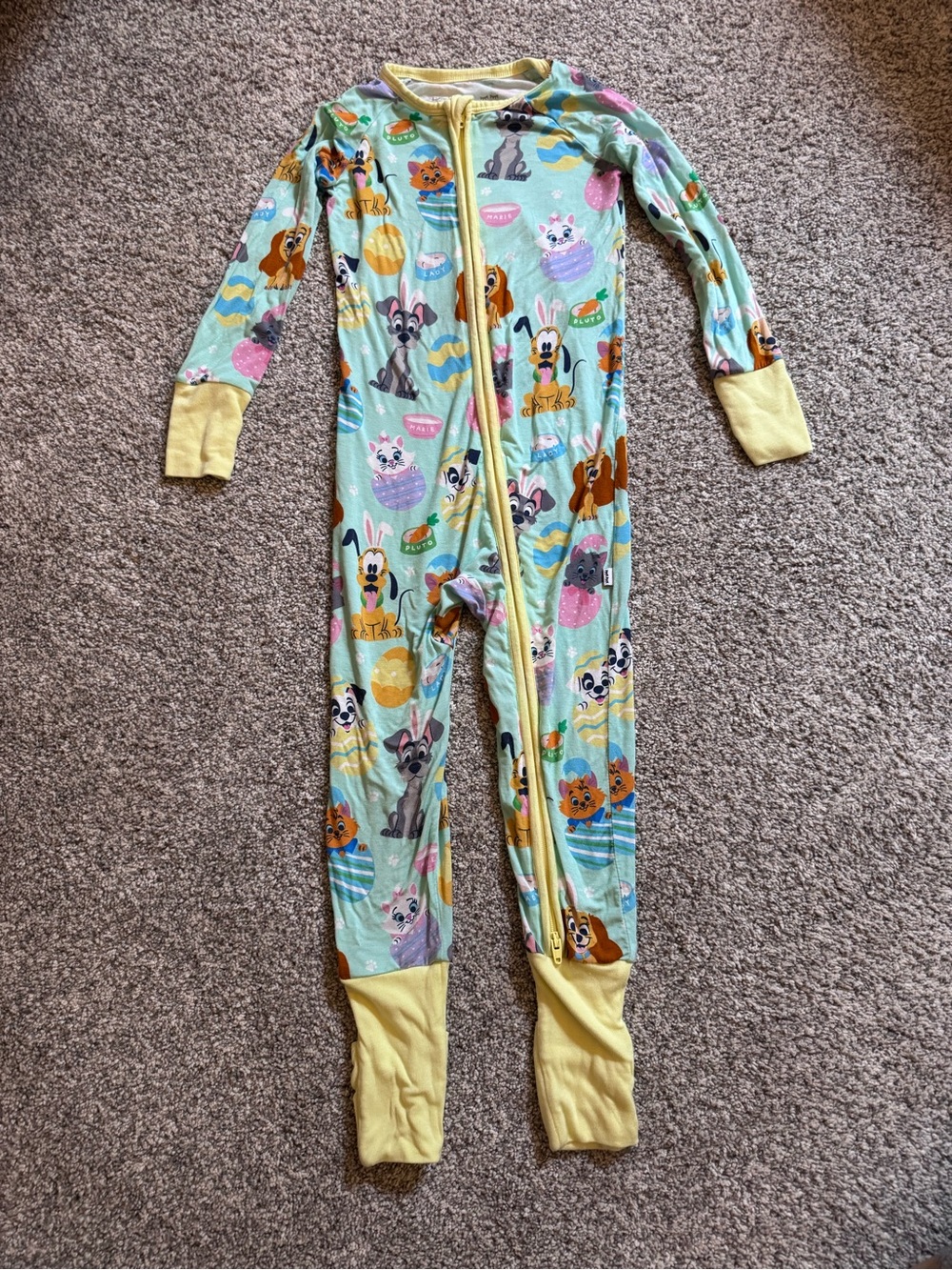 Little sleepies Easter Disney dog print Pajamas with Yellow Trim
